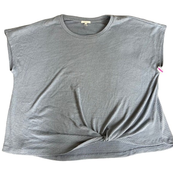 Pleione Women’s Plus Sz 3X Blue Short Sleeve Twist Front Tee Top NWOT - Picture 1 of 6